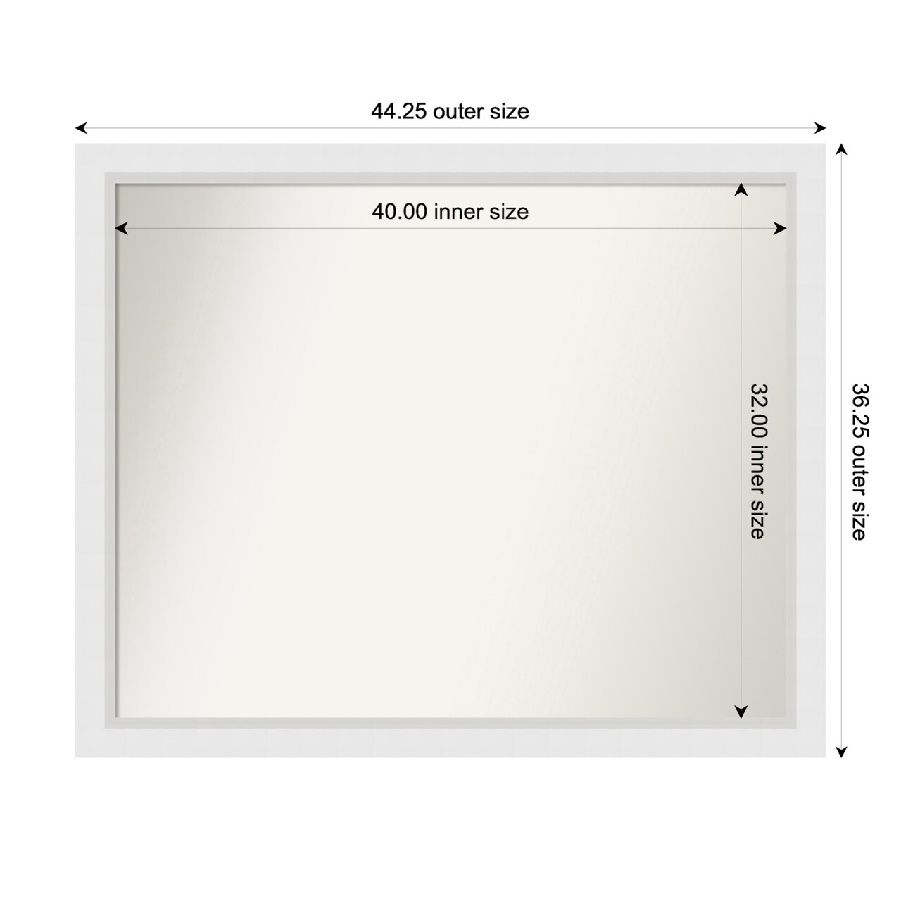Blanco White Non-Beveled Custom Framed Bathroom Vanity Wall Mirror